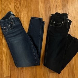 7 For All Mankind Jeans - 2 pairs - “The Ankle Skinny” style - both size 24